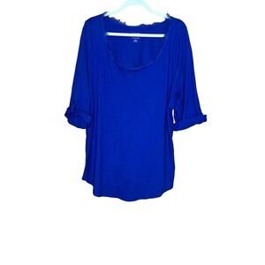 Lane Bryant size 22/24 Cool & Casual cotton slub blue scoop neck Phoebebuffay